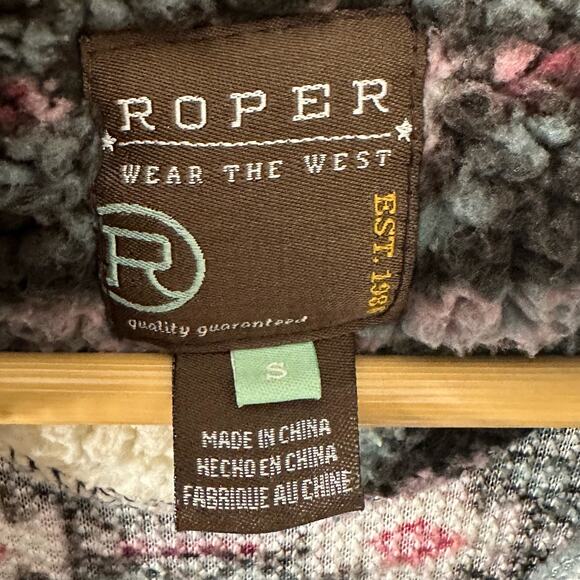 Roper Southwestern Quarter Zip Polar Fleece Pullover Women S Aztec Ivory Pockets - Picture 5 of 5